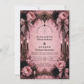 Invitation Mariage gothique rose romantique (Devant)