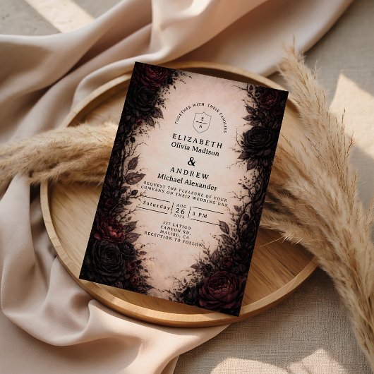 Invitation Mariage gothique rose sombre