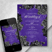 Invitation Mariage gothique Rose violet noir
