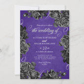 Invitation Mariage gothique Rose violet noir (Devant)