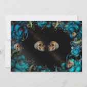 Invitation Mariage gothique Roses Turquoise Squelettes (Dos)