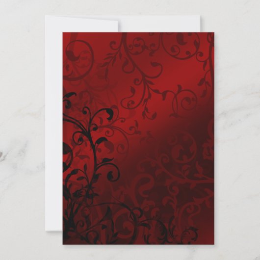 Invitation Mariage gothique rouge Damask (Devant)