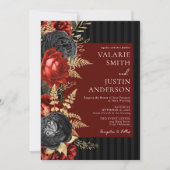 Invitation Mariage gothique rouge et noir (Devant)