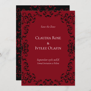 Invitation Mariage gothique rouge et noir