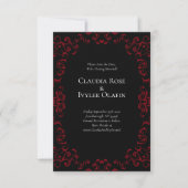 Invitation Mariage gothique rouge et noir Swirl Enregistrer l (Devant)