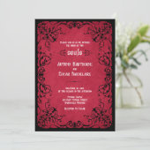Invitation Mariage gothique rouge noir (Debout devant)