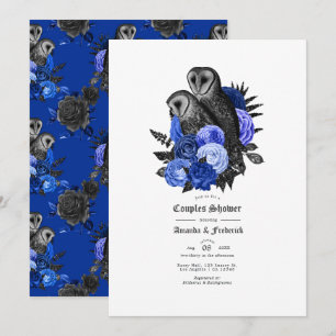 Invitation Mariage gothique royal bleu vintage glamour avec h