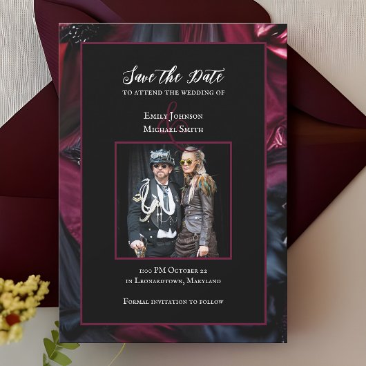Invitation Mariage gothique Sauvez la date Halloween Rouge No