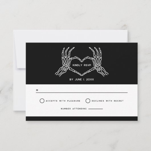 Invitation Mariage gothique Skeleton mains Mariage QR Code RS (Devant)