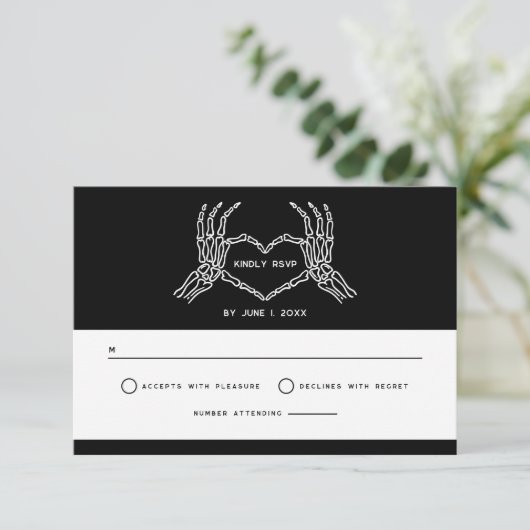 Invitation Mariage gothique Skeleton mains Mariage QR Code RS (Debout devant)