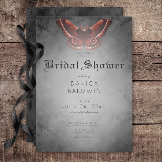 Invitation Mariage gothique sous thème d'eau noire et papillo