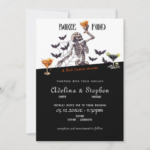 Invitation Mariage gothique Squelette Booze nourriture Mauvai
