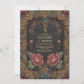 Invitation Mariage gothique victorien floral (Devant)