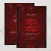 Invitation Mariage gothique victorien profond rouge (Devant / Derrière)