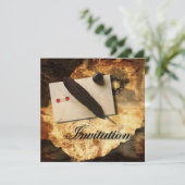 Invitation mariage gothique vintage amour steampunk (Debout devant)