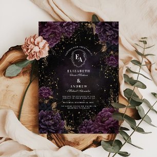 Invitation Mariage gothique violet de minuit