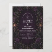 Invitation Mariage gothique violet enchanté (Devant)