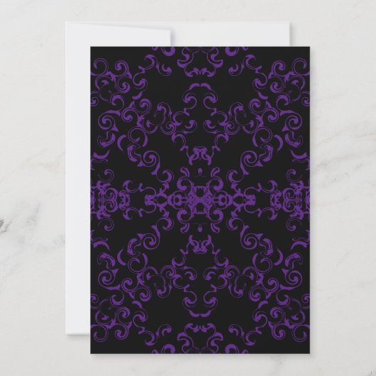 Invitation Mariage gothique violet et noir (Dos)