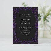 Invitation Mariage gothique violet et noir (Debout devant)