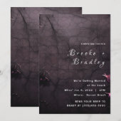 Invitation Mariage gothique violet foncé et noir (Devant / Derrière)