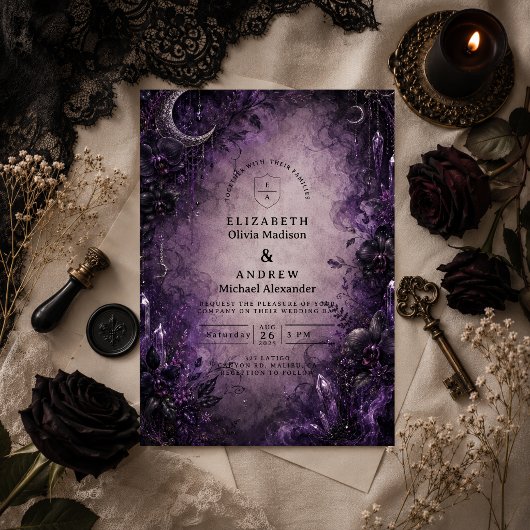Invitation Mariage gothique violet gothique