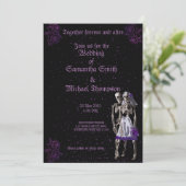 Invitation Mariage gothique violet personnalisable (Debout devant)