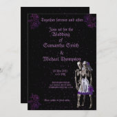 Invitation Mariage gothique violet personnalisable (Devant / Derrière)