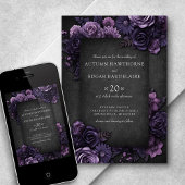 Invitation Mariage gothique violet Rose noir