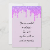 Invitation Mariage gouttes de glam pétillant rose violet (Devant)