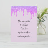 Invitation Mariage gouttes de glam pétillant rose violet (Debout devant)