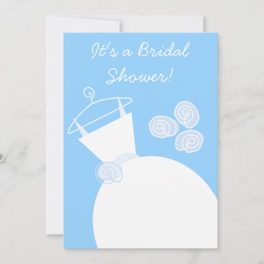 Invitation Mariage Gown Blue nuptiale douche blanche dos (Devant)