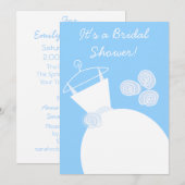 Invitation Mariage Gown Blue nuptiale douche blanche dos (Devant / Derrière)