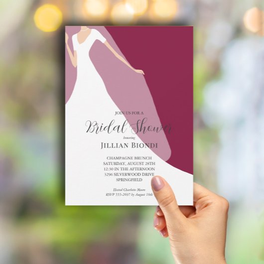 Invitation Mariage Gown Fête des mariées Cranberry