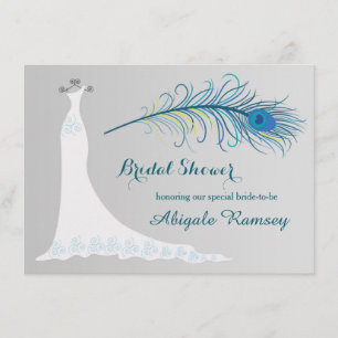Invitation Mariage gown, plumes paon Fête des mariées Invitat
