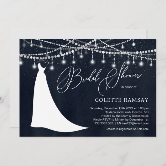 Invitation Mariage gown String Lights Fête des mariées  (Devant / Derrière)