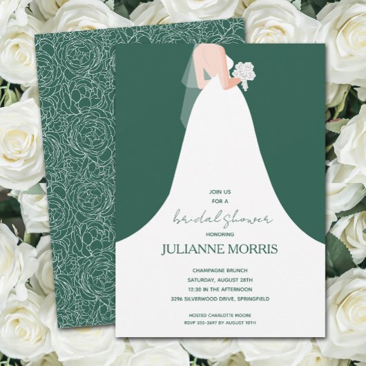 Invitation Mariage Gown sur Emerald Green Fête des mariées