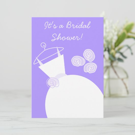 Invitation Mariage Gown violet douche nuptiale blanc dos (Debout devant)