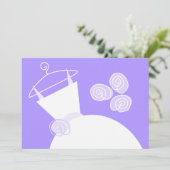 Invitation Mariage Gown Violet douche nuptiale horizontale (Debout devant)