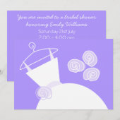 Invitation Mariage Gown Violet douche nuptiale horizontale (Devant / Derrière)