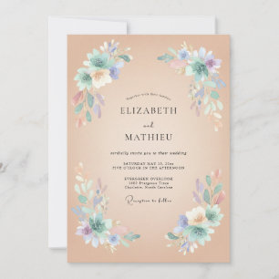 Invitation Mariage gracieux de pêche au printemps