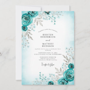 Invitation Mariage gracieux de teal en hiver
