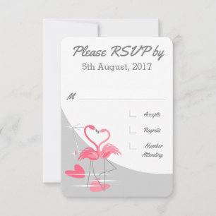 Invitation Mariage Grande Lune Flamant Rose RSVP