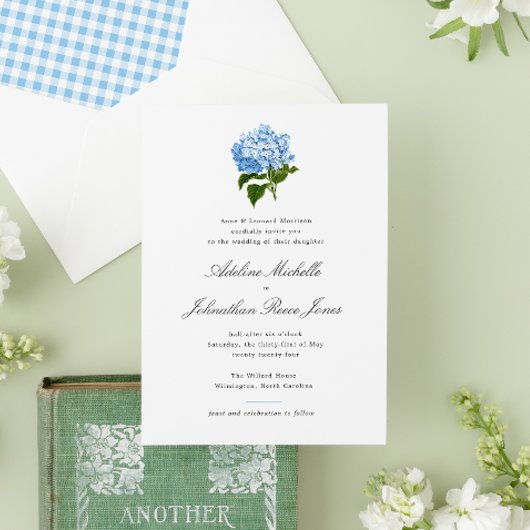 Invitation Mariage Grandmillennial au thème d'Hydrangea Bleue