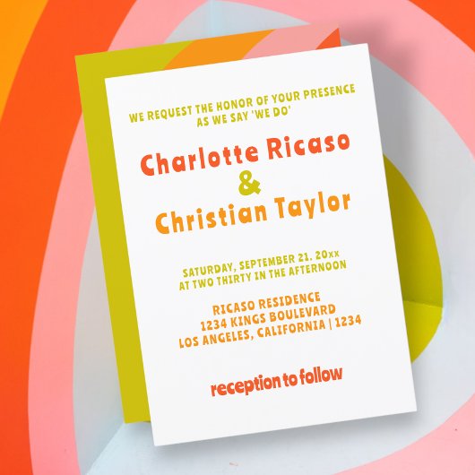 Invitation Mariage Gras rétro Citrus