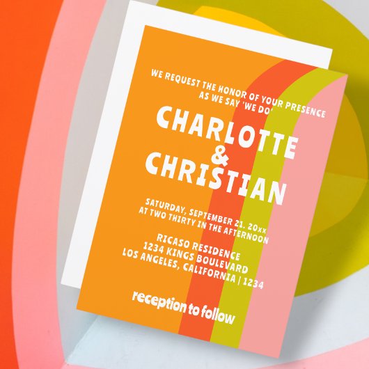 Invitation Mariage Gras rétro Citrus