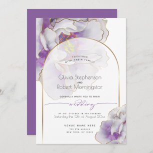 Invitation MARIAGE   Gras Tropical Amethyst Peony