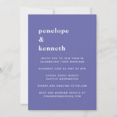 Invitation Mariage Gras Violet Bleu Minuscule Gras (Devant)