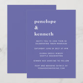Invitation Mariage Gras Violet Bleu Minuscule Gras (Devant / Derrière)