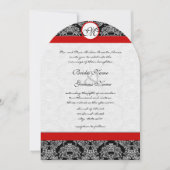 Invitation Mariage grec Roco noir Damask rouge Accents (Devant)