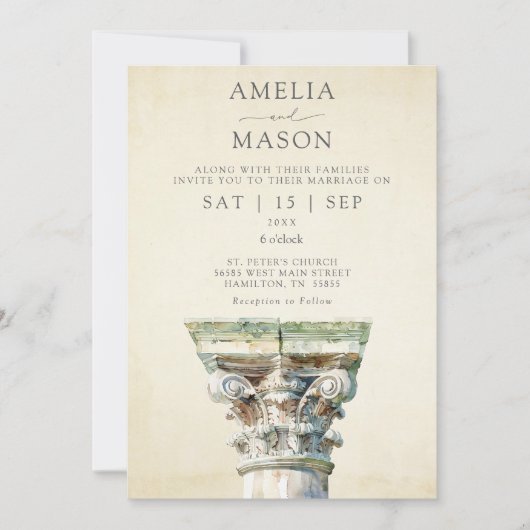Invitation Mariage grec vintage (Devant)